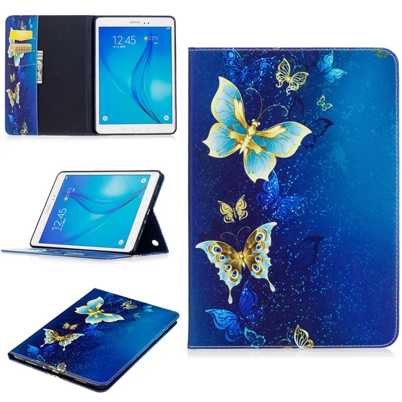 Для Samsung Galaxy Tab A 9 7 T550 T555 чехол крышка Подставка Мультфильм Окрашенные кожаный для