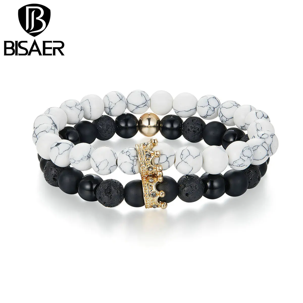 BISAER, 2 шт, из двух частей, бисерные браслеты для женщин, черный и белый, унисекс, браслет, браслет, подарок, ювелирное изделие, EGB004