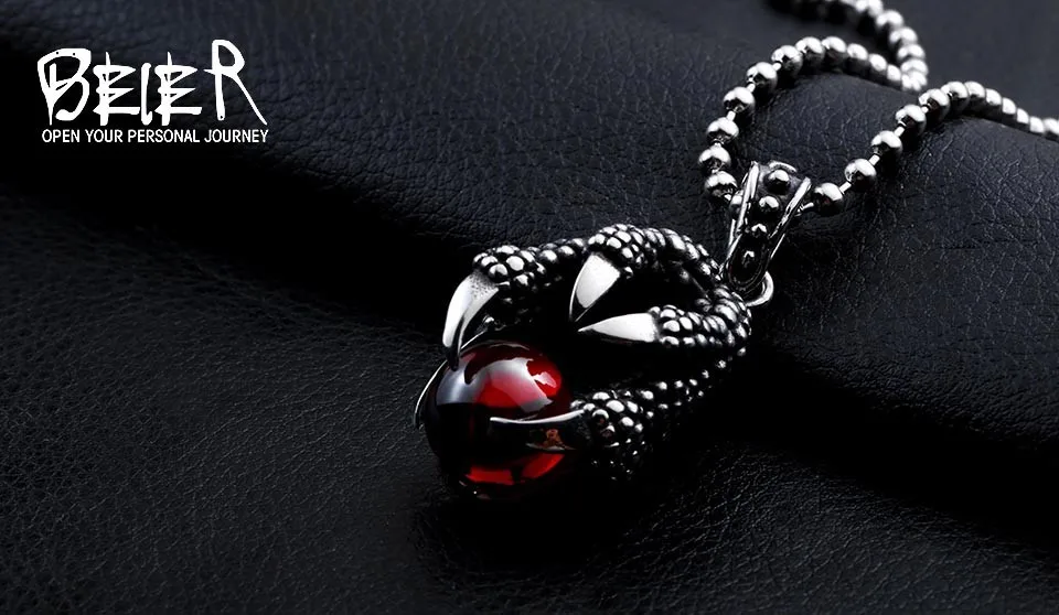 Одна деталь человека Super Cool Черный/Красный камень большой CZ Орлиный коготь Цепочки и ожерелья подвеска для парня девушку BP8-129