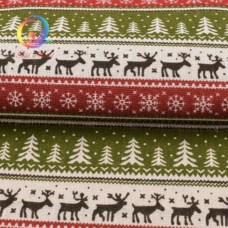 Haisen Рождественская печатная хлопчатобумажная льняная ткань для квилтинга шитья