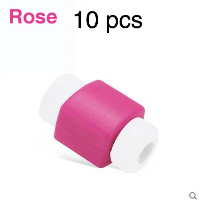 Rose 10 pcs 10 шт./лот, милый кабель, защита для наушников для iPhone, USB, цветное зарядное устройство для передачи данных, кабель для наушников, защитная крышка - Цвет: Rose 10 pcs