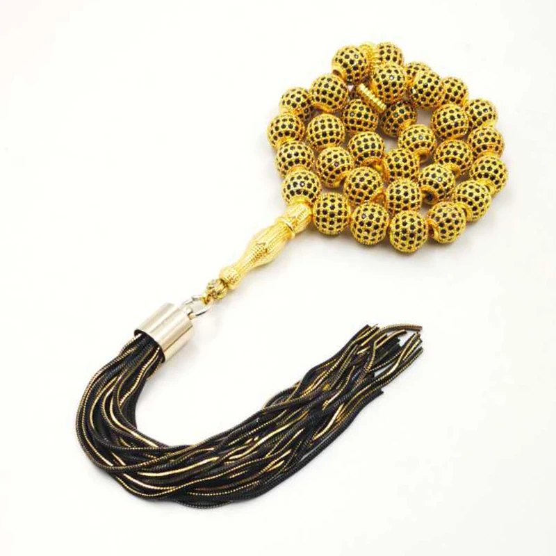 Роскошный Tasbih 33 Медные Бусины инкрустация Цирконом Eid al-Adha Подарочный браслет
