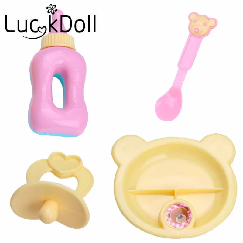 LUCKDOLL 5 шт. (бутылка молока + вилки соска тарелка) имитация кукольная посуда четыре
