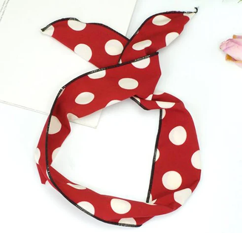 as picture 6 TWDVS Korean Version Of Rabbit Ears Knotted Wire Hair Band Bow Polka Dot Lady Headband Women Headdress Sweet Hair Accessories - Цвет: as picture 6