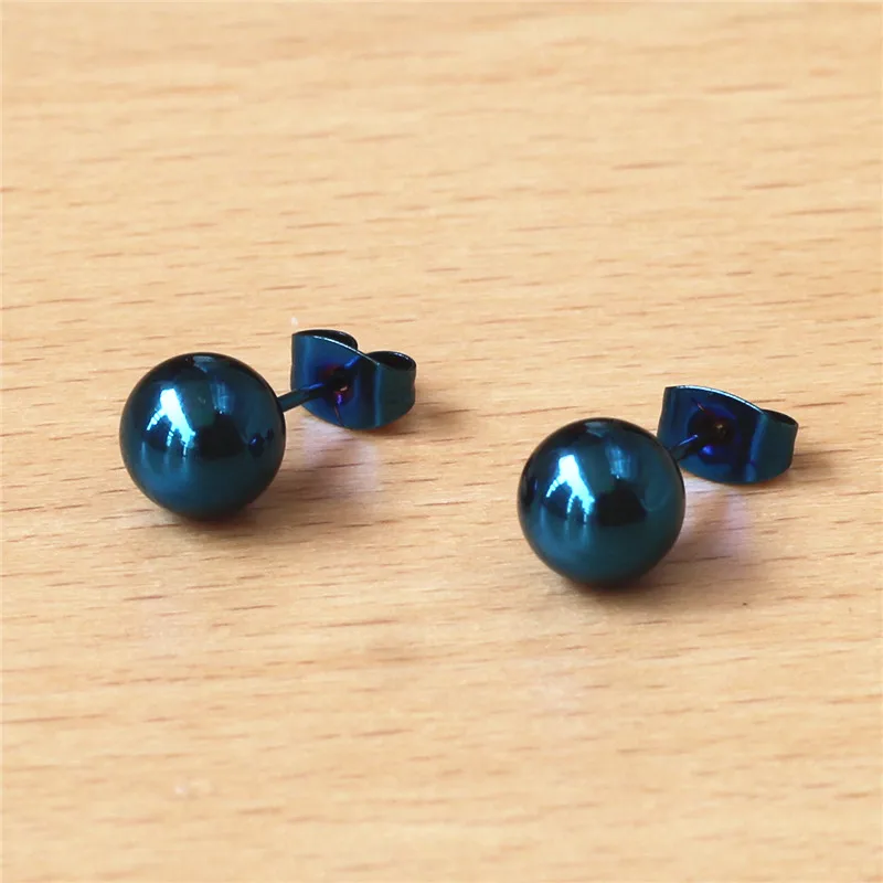

Серьги-Пусеты Из Нержавеющей Стали TQ01, 316 л, 8 мм, синие шарики, вакуумное покрытие, не выцветает, не вызывает аллергию
