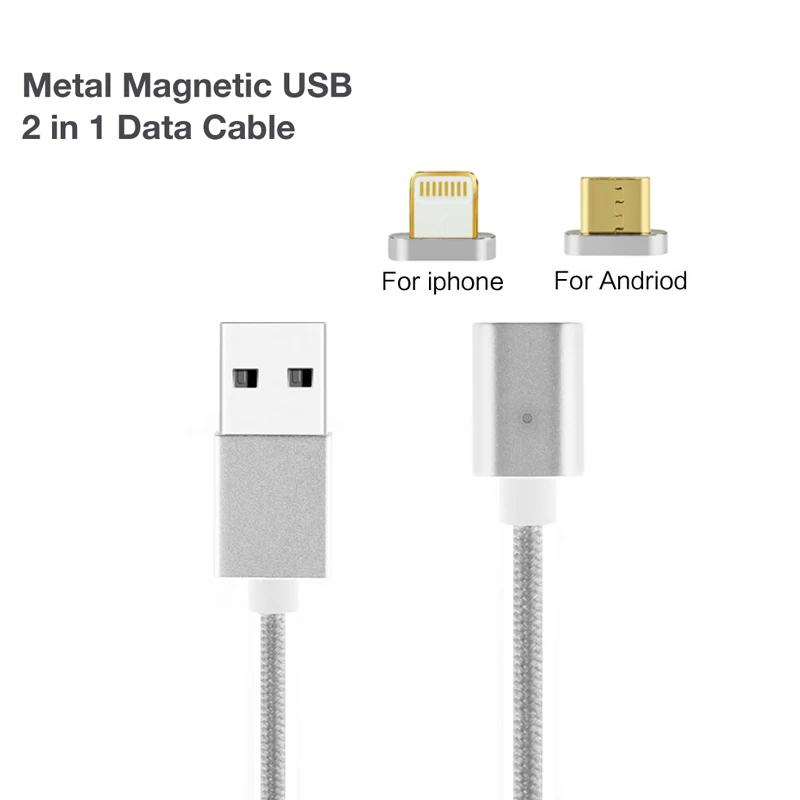 2 в 1 Магнитный нейлоновый плетеный кабель Lightning Quick Charge для iphone 8 Plus ipad 4 Xiaomi Note3 5A