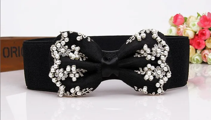 Новая мода жемчужные пояса с бантом для женщин широкий матерчатый пояс со
