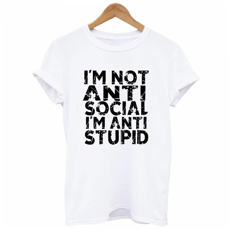 2019 в винтажном стиле сезон лето im не анти социальные stup id Prinshirt хлопковая Футболка