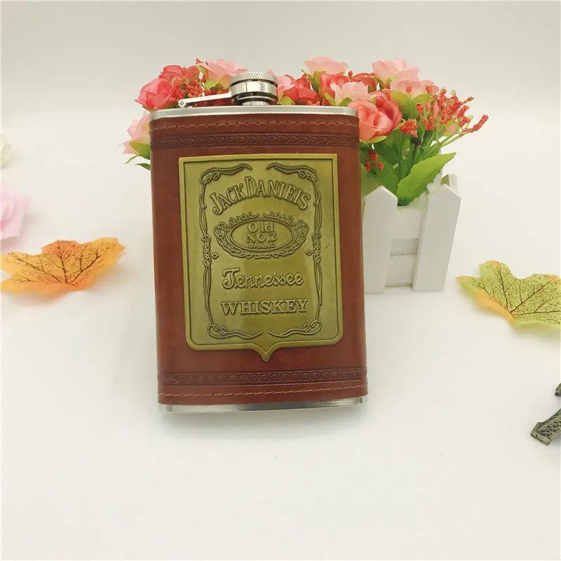 JACK Новинка, горячая Распродажа, 9 унций, нержавеющая сталь, фляга, виски, Москву, водка, кувшин с полиуретановой кожей, упаковка, фляга для ликера - Цвет: JACK