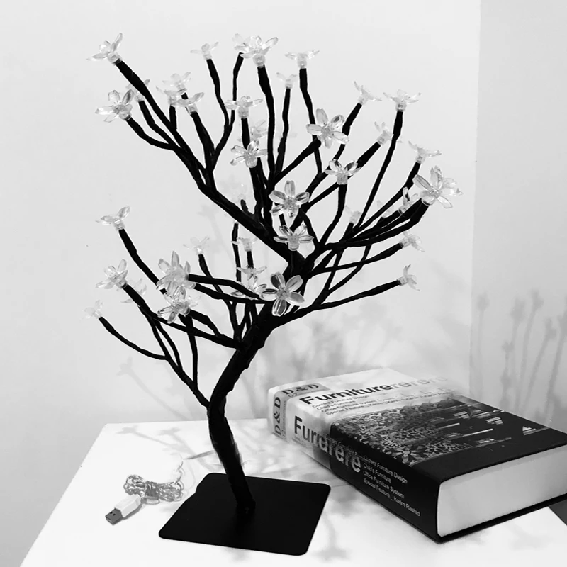 48/36LED Cherry Plum Blossom Tree Light Table Lamps Night light for Home Indoor Bedroom Wedding Party Bar Decoration USB Plug | Лампы и