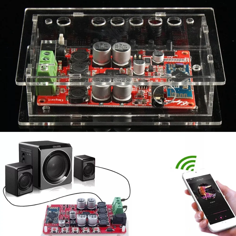 

TDA7492P 50W+50W Wireless bluetooth 4.0 Audio Digital Amplifier Board With Acrylic Case