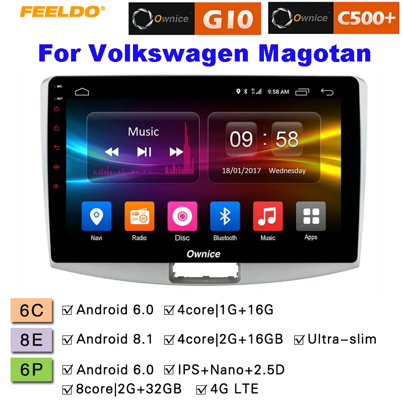 FEELDO 10 1 &quot2.5D Nano IPS экран Android 6 0 Octa Core/DDR3 2G/32G/4G LTE автомобильный медиаплеер для Volkswagen