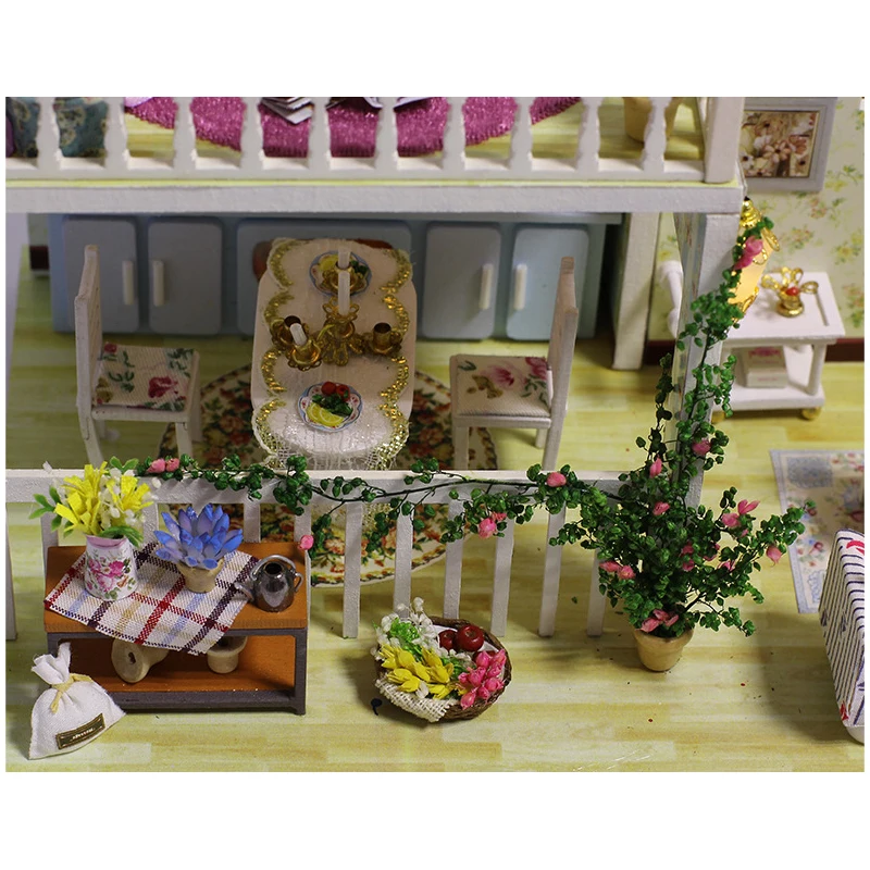 Dollhouse Minature DIY Doll House Casa Villa Building Model Furnitures For Dolls Assembly Wooden Toys Children K023 #E | Игрушки и хобби