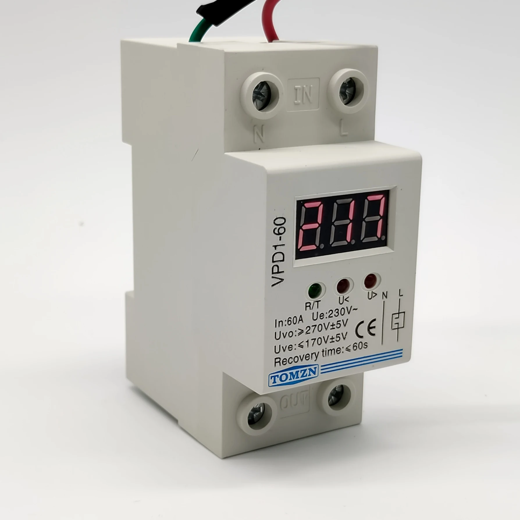 TOMZN 40A 60A 220V автоматическое переподключение Защита от перенапряжения защитное устройство реле с Вольтметр монитор напряжения