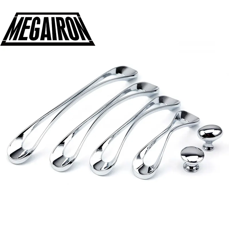 Megairon 1 шт. Европейский матовый черный цинковый сплав тянуть ручки шкаф дверей