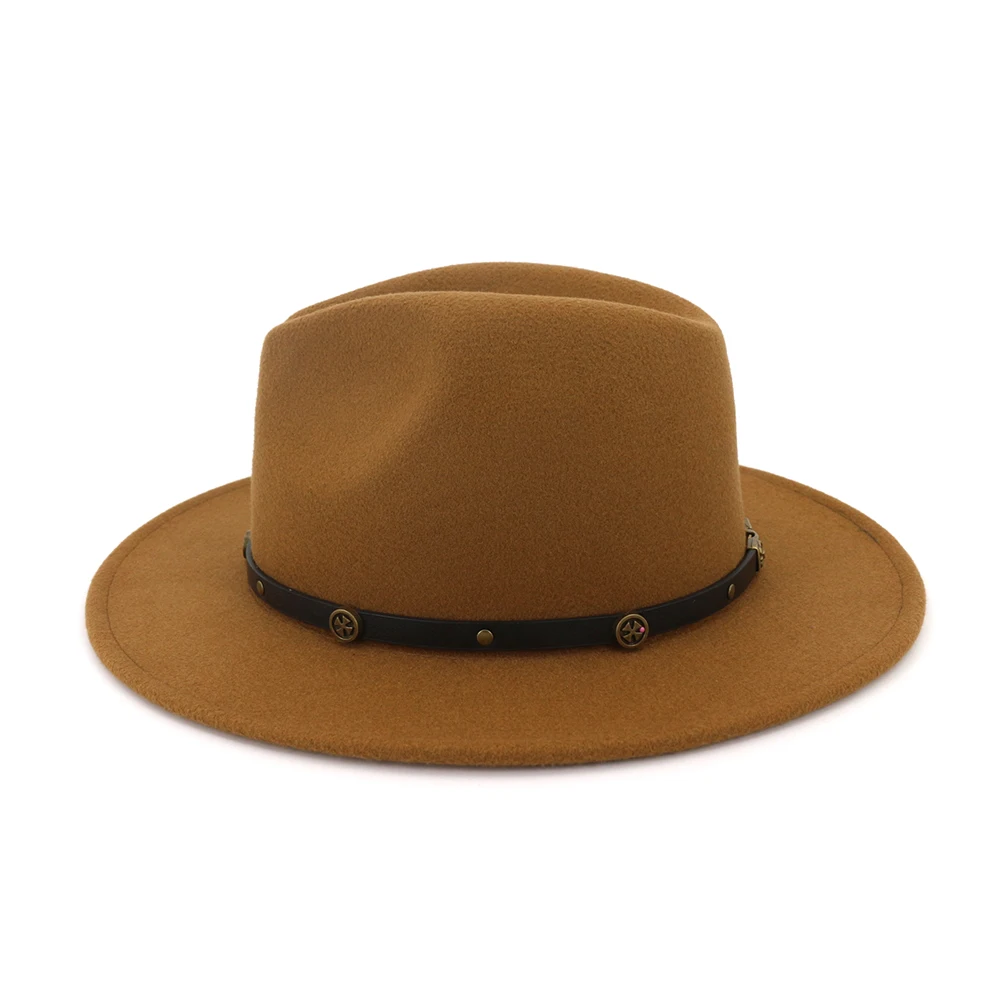 Осень широкими полями женский шерсть хлопок Fedora джазовая шляпа Кепка зима теплая