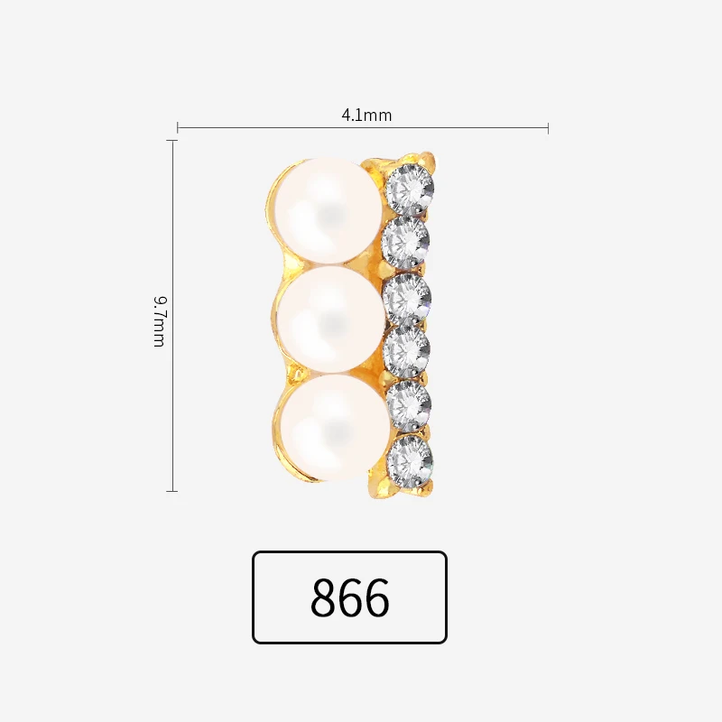866 10 шт. Сплав Шарм Кристалл Жемчуг 3D дизайн ногтей Стразы Украшения Металлические Блестящие ювелирные изделия DIY Модный Дизайн Маникюрные аксессуары - Цвет: 866