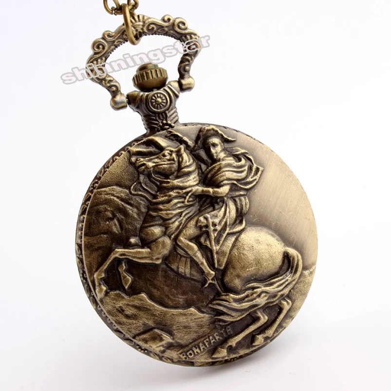 Античный император Наполеон карманные часы ездить лошадь Бронзовый кварцевый