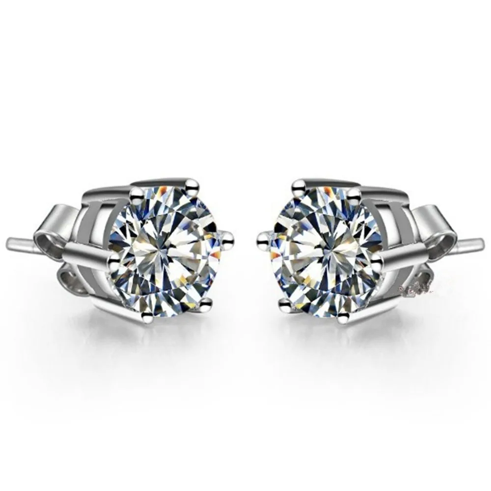 1Ct/piece Basket Wedding Stud Earrings for Women Nice Quality Jewelry 925 Sterling Silver Earring | Украшения и аксессуары