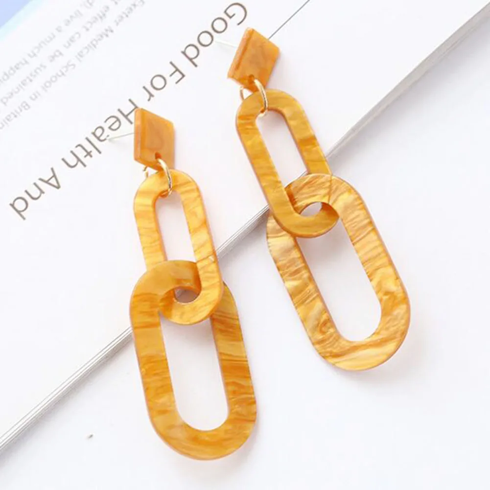 Модные Акриловые серьги с двойными эллиптическими петлями для вечеринки
