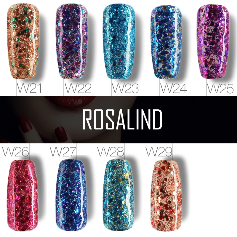 ROSALIND гель 1 s 10 мл W01-29 бриллиантовый гель-лак с блестками польский полу постоянный Soak Off дизайн ногтей светодио дный Led Лак