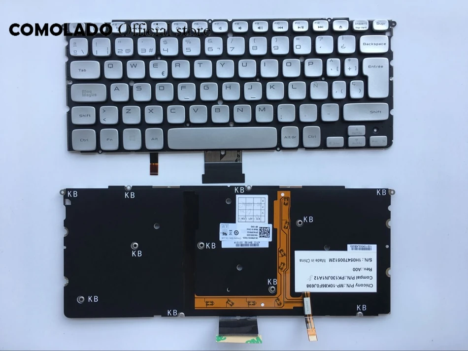 SP испанская клавиатура для ноутбука DELL XPS 14Z L412Z 15Z L511Z Серебристая с подсветкой