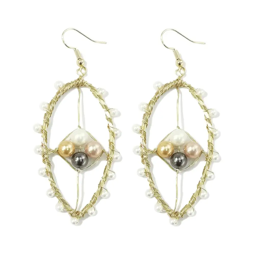 MANILAI серьги ручной работы с пресноводным жемчугом женские медные проволочные