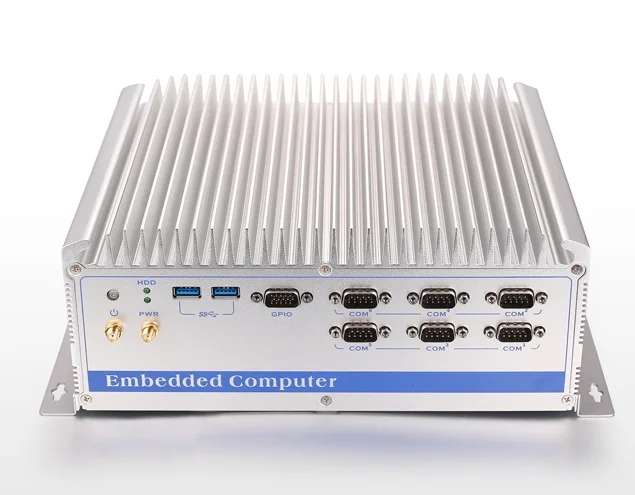 fanless industrial computer 6th core i5 6200u cpu 8gb ram 64gb ssd 6usb 2pci sot 6com rugged box pc free global shipping