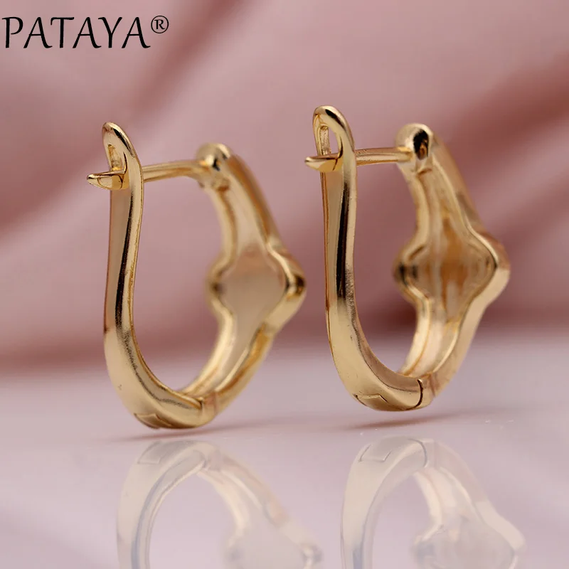 Новые уникальные женские серьги PATAYA, модные свадебные украшения, 585 розовое золото, Италия, рисование маслом, четыре лепестка, серьги