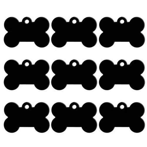100 шт. алюминиевые Кости Dog Tag персонализированные Настроить тег кошка Имя ID домашнего питомца, собаки теги личности пластина бирки для собак на заказ - Цвет: Черный