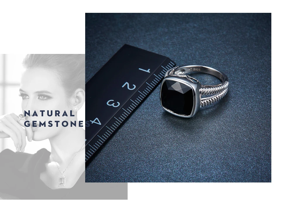 Hutang 6.5ct натуральный черный оникс кольца 925 серебро обручальное кольцо тонкий агат драгоценный камень ювелирные изделия для женщин мужчин лучший подарок