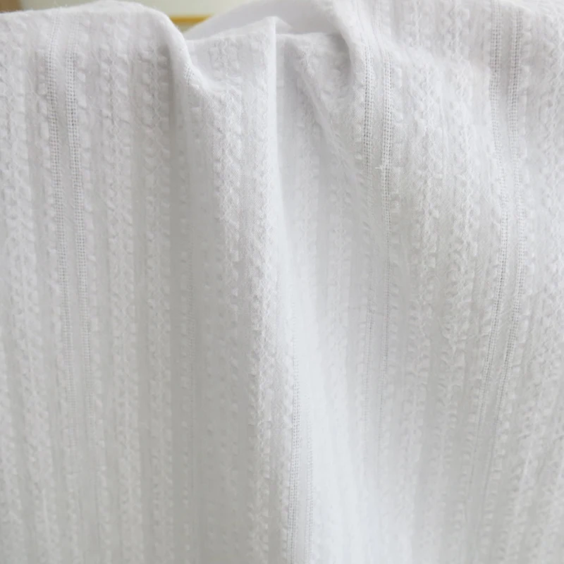 Natural Cotton Material For Children Pure White Cotton Seersucker Fabric For Shirt 100cm*120cm