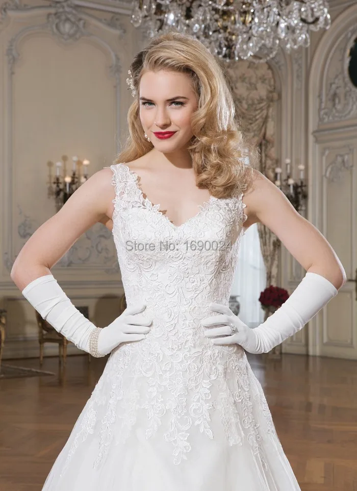 Davis Bridal 2015 Ball gwon Chapel train Organza with lace Wedding Dress Vestido De Noiva LH3678 | Свадьбы и торжества