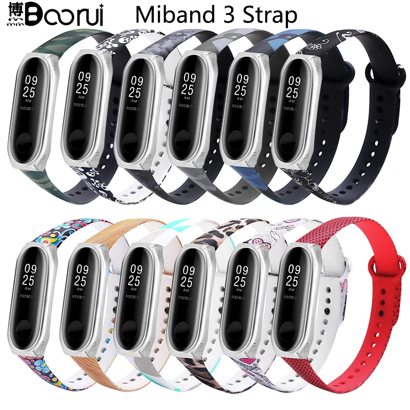 Новейший браслет BOORUI Miband 3 с металлическим чехлом и разнообразным цветочным