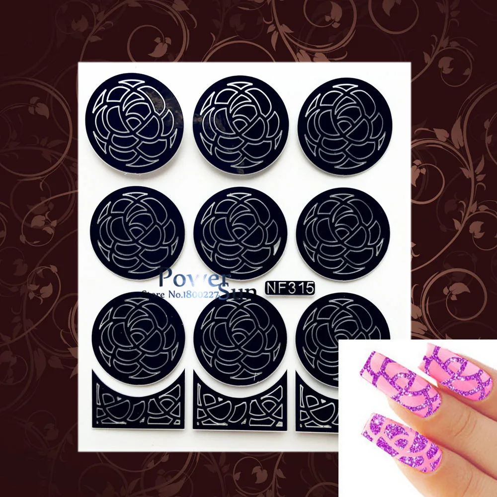 Винил для ногтей трафарет многоразового стемпинга дизайн полый наклейки Черный