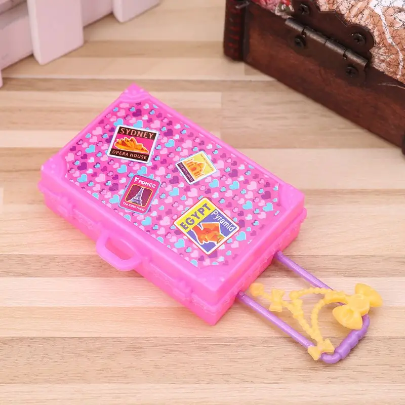 

Doll Suitcase Toys Travel Fashion Cute Furniture Dollhouse Luggage Simulation 3D Play House Game Kids Children Girls Trunk Plast