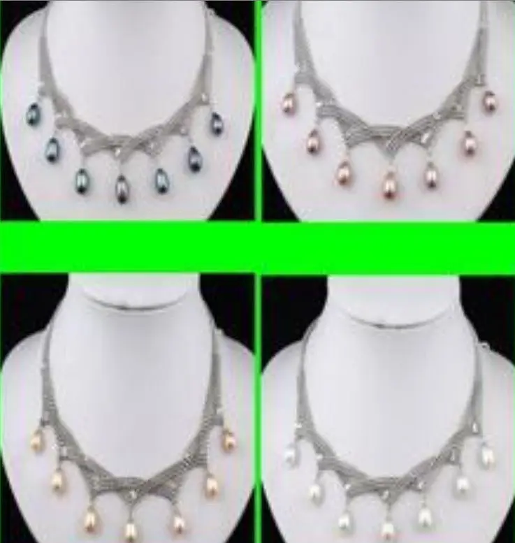 Очаровательная 4 ШТ. Черный Розовый Белый Фиолетовый Жемчужное Ожерелье |