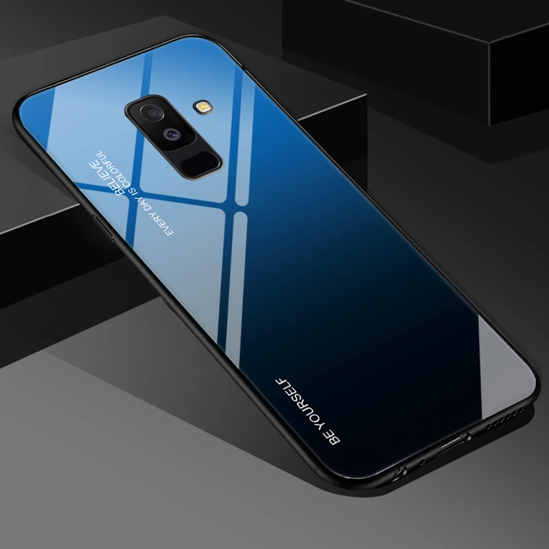 Градиент закаленное Стекло чехол для телефона для samsung Galaxy M20 A70 A50 A30 A20E A10 A6 A8 J4 J6 S8 S9 S10 плюс A7 A9 чехол Coque