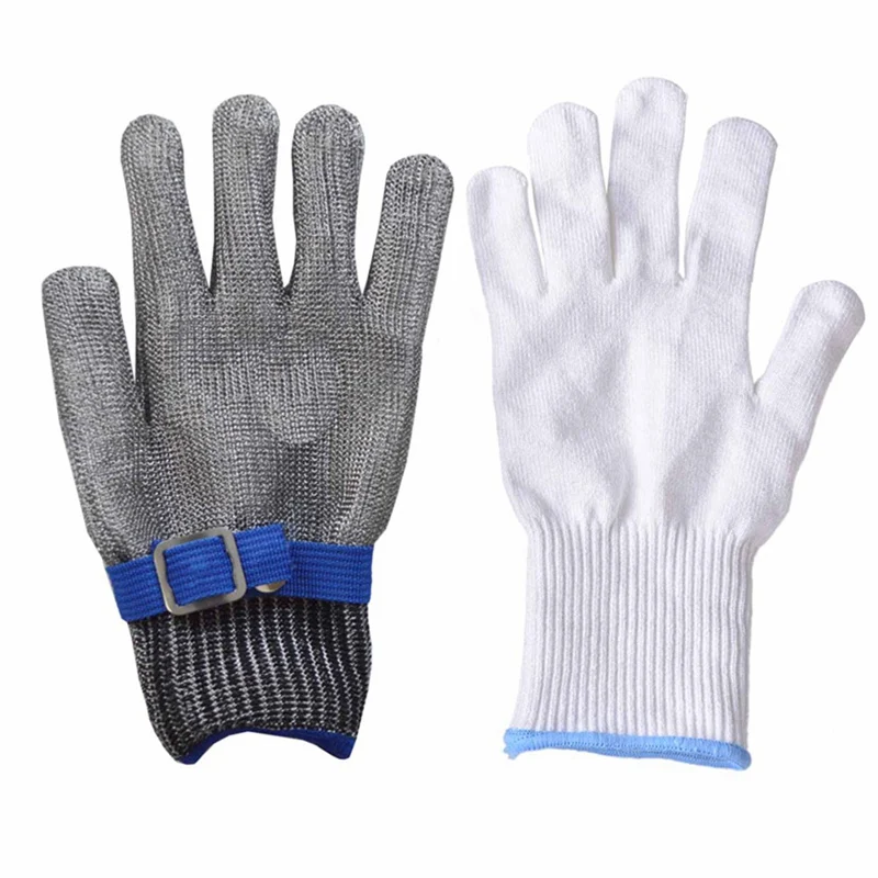 1PCBlue 1PC white Безопасные из нержавеющей стали высококачественные защитные перчатки для мясника перчатки с защитой от порезов - Цвет: 1PCBlue 1PC white
