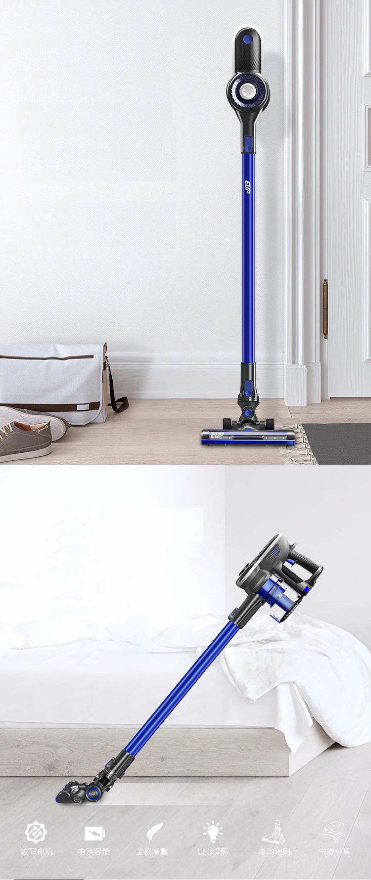 Wireless Vacuum Cleaner Handheld Acarus Killing Dry Charging Sweeper E12 Led Light Cleaning Machine | Бытовая техника