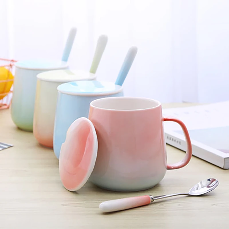 Короткая керамическая кружка с градиентом цвета для кофе чая молока напитков