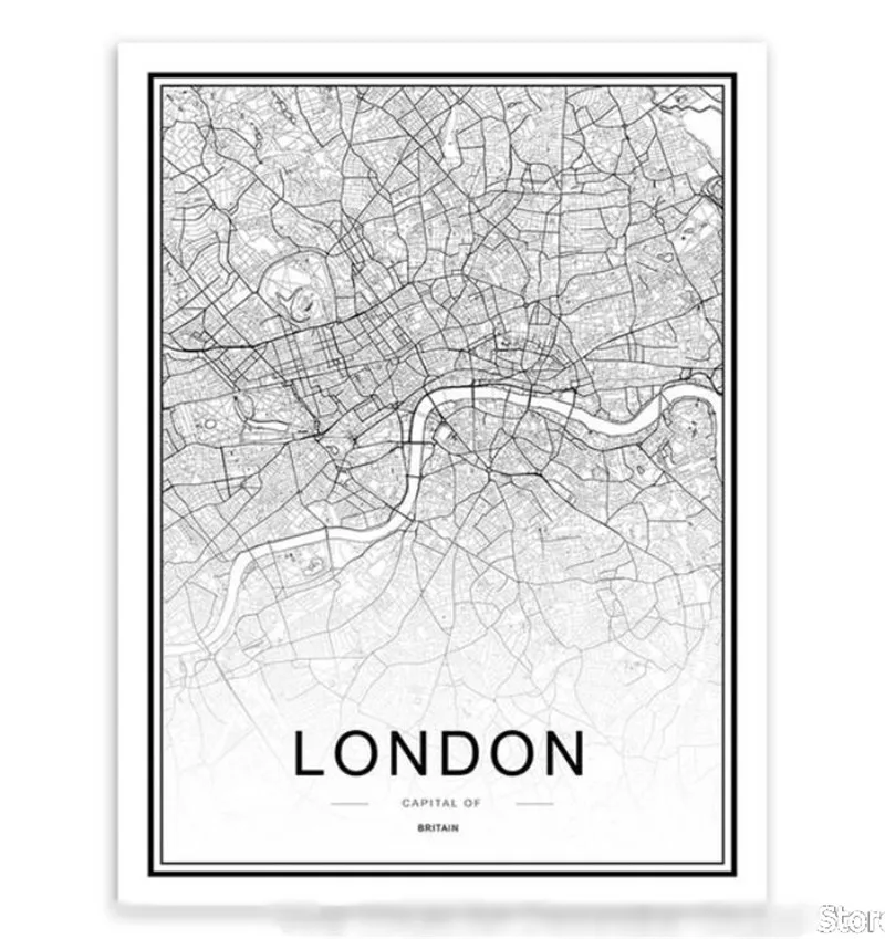 3 Panel unframed Nordic Poster Wall Art Canvas Painting Print World City Map Paris London New York Picture For living room Decor | Дом и сад