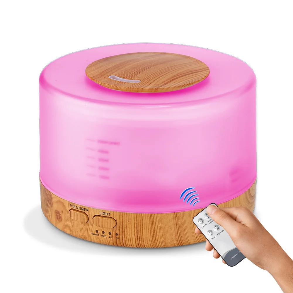 

Remote Control Essential Oil Diffuser with 7 Colors LED Light Ultrasonic Cool Mist Maker Aroma Air Humidifier Diffusor 500ml