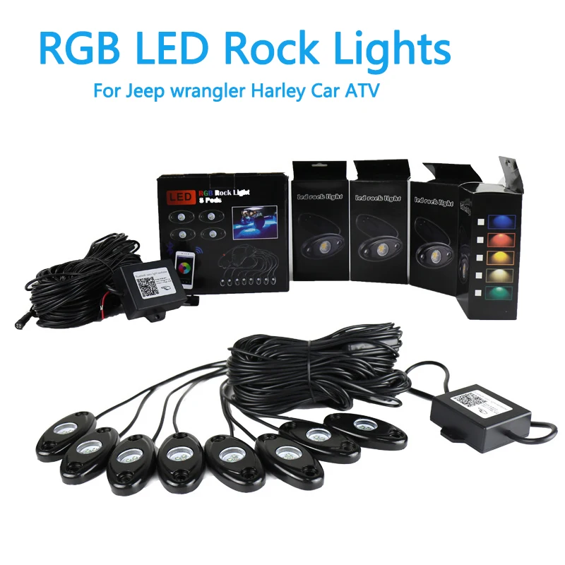 2 дюймов 12V 8 шт. RGB светодиодный Рок светильник s 9 Вт Bluetooth APP Управление