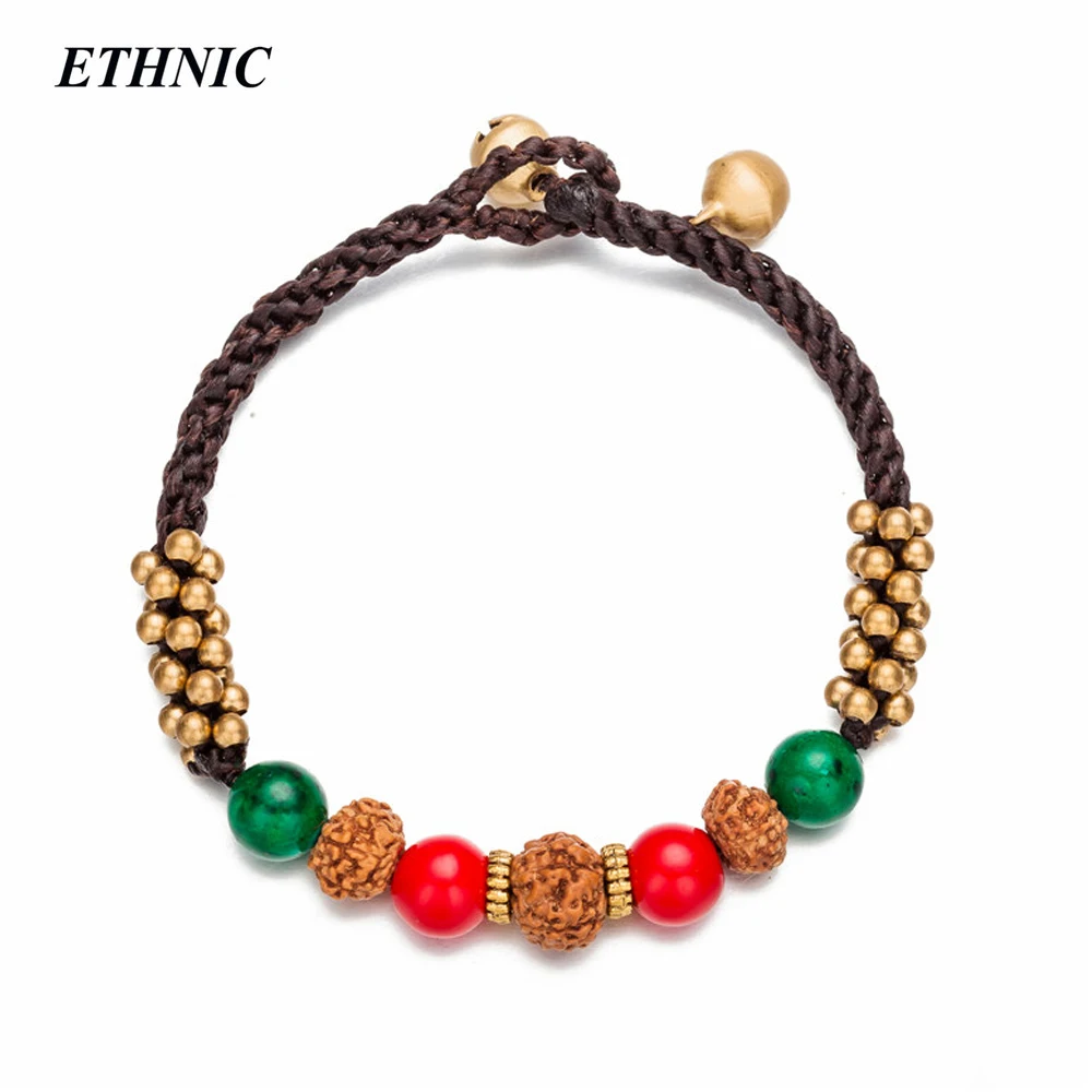 2018 винтажные круглые Rudraksha со вставками из натурального камня цепи браслеты для