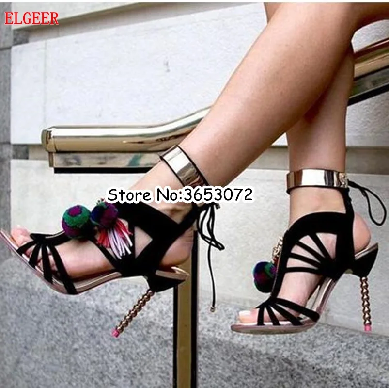 Сандалии-гладиаторы в богемном стиле с вырезами и завязками пикантные женские