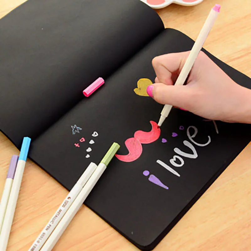 

New Sketchbook Diary for Drawing Painting Graffiti Soft Cover Black Paper Sketch Book Notebook Office School Supplies Gift