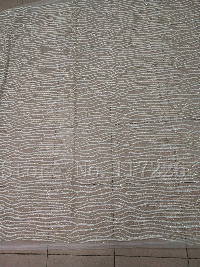 Good looking 5yards hand print glitter tulle mesh lace fabric JRB-72103 for wedding dress in off white | Дом и сад