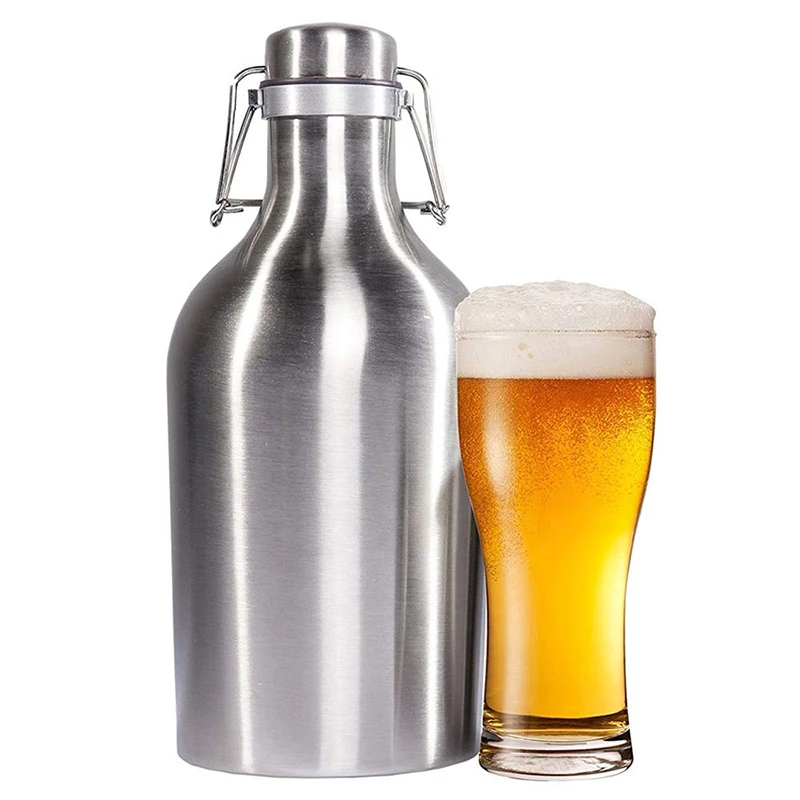 

UPORS 35/64 OZ Homebrew Beer Growler Food Grade 304 Stainless Steel Keg with Swing Top Home Brew for Cola Wine Apple Fruit Beer
