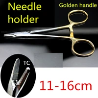 medical double fold eyelids surgical needle holder 11 12 12 5 14cm thin skin suture forcep gold handle tc cosmetology instrument